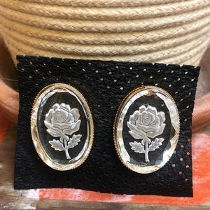 Vintage Rose Cameo Earrings